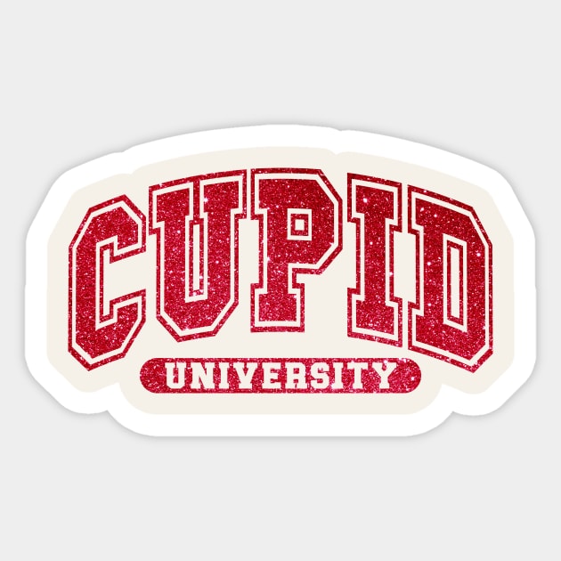 Cupid University Glitter Valentine Sticker by Nessanya